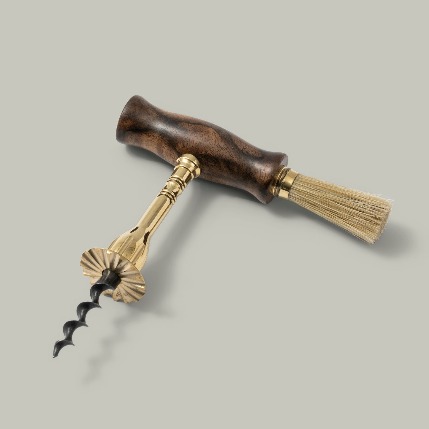 Walnut corkscrew with dust brush