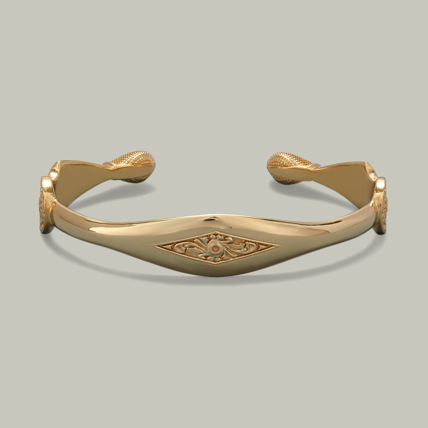 18Ct Gold Top Lever Engraved Bangle