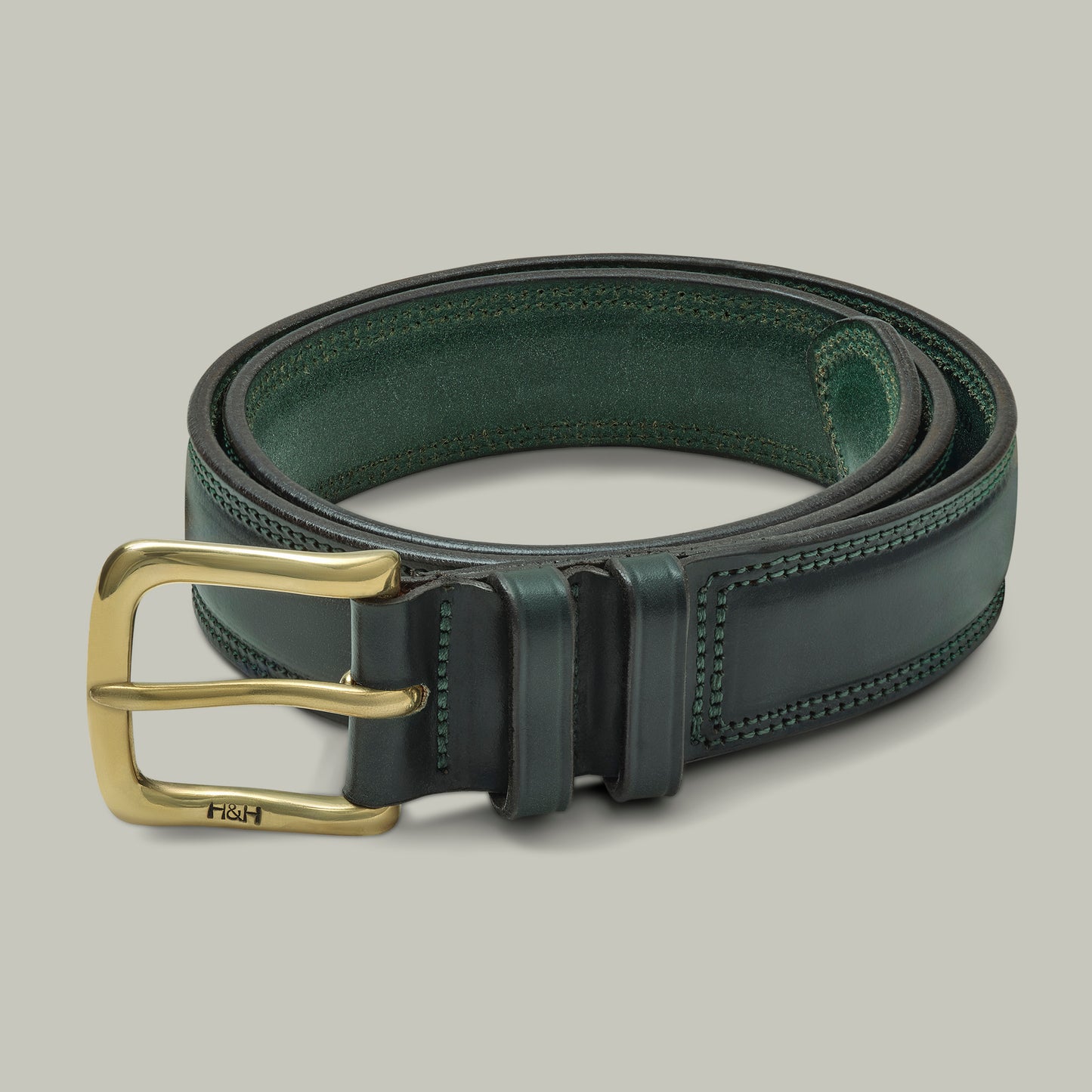 Classic 1.5" Lined Bridle Leather Belt [H&H GREEN]