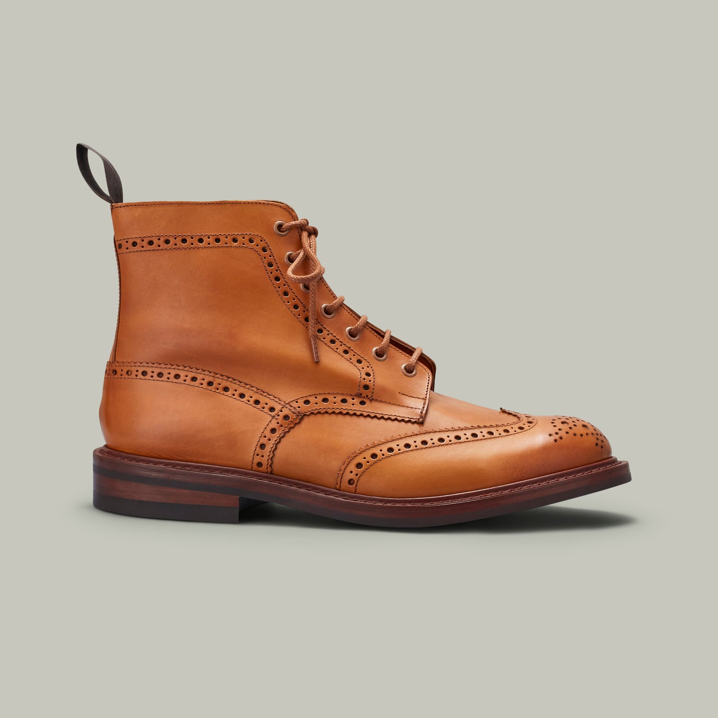 Harrow Burnished Calf Brogue Boot - Dainite Sole [LONDON TAN]
