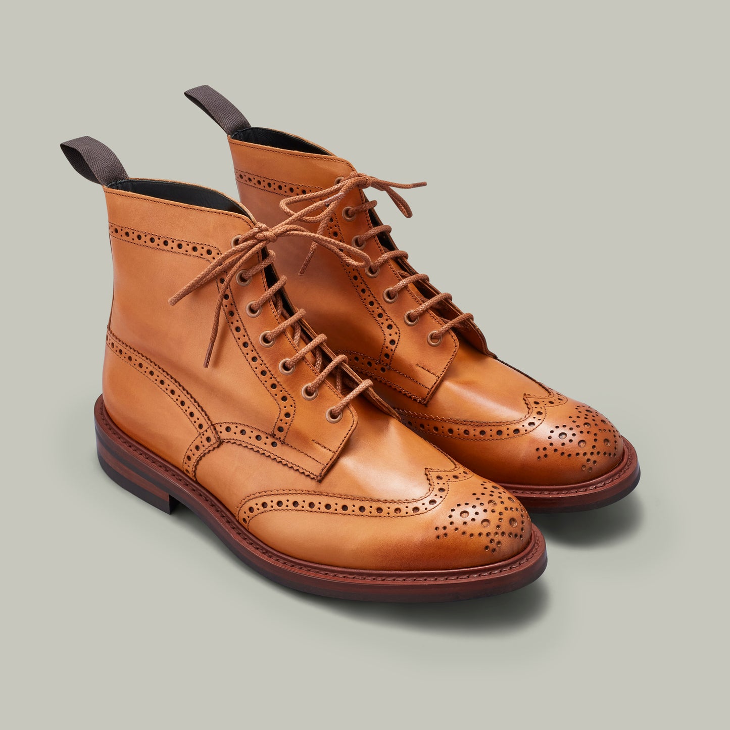Harrow Burnished Calf Brogue Boot - Dainite Sole [LONDON TAN]