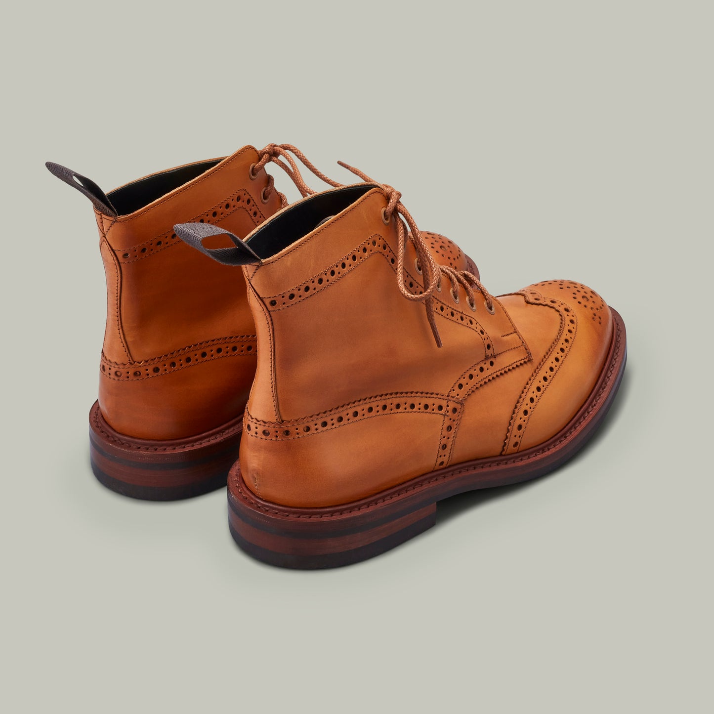 Harrow Burnished Calf Brogue Boot - Dainite Sole [LONDON TAN]