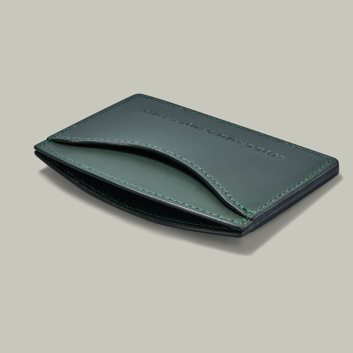 Leather Handstitched Cardholder Green