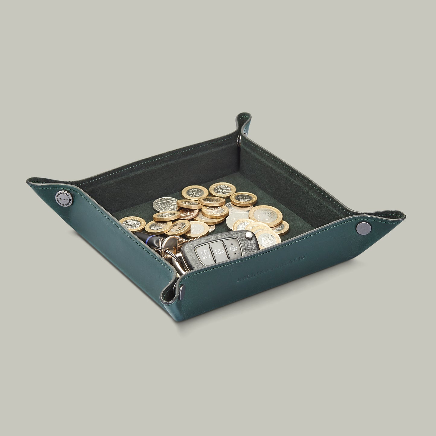 Noble Leather Travel coin Tray - H&H Green