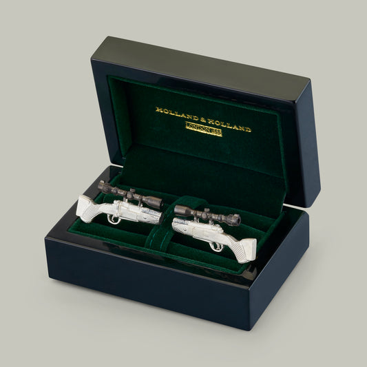 Silver Bolt Action Rifle Cufflinks
