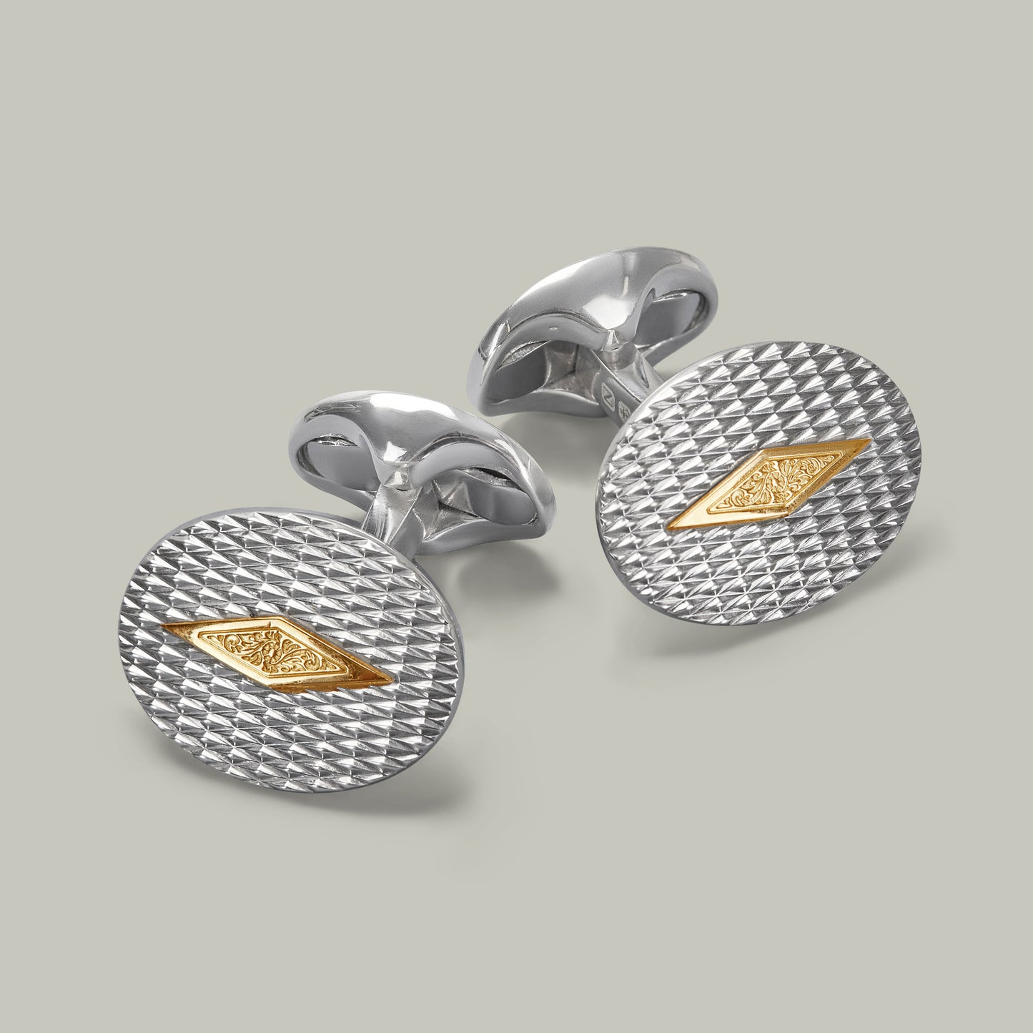 Silver & Gold Checkered Diamond Cufflinks