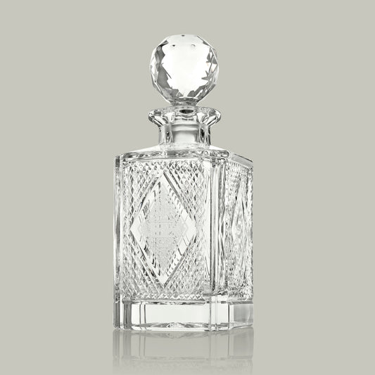Crystal Decanter With Checkering & Diamond