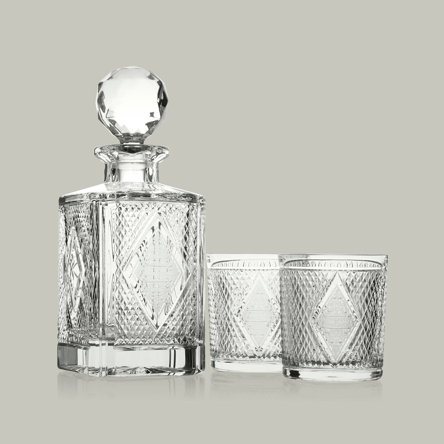 Crystal Decanter With Checkering & Diamond