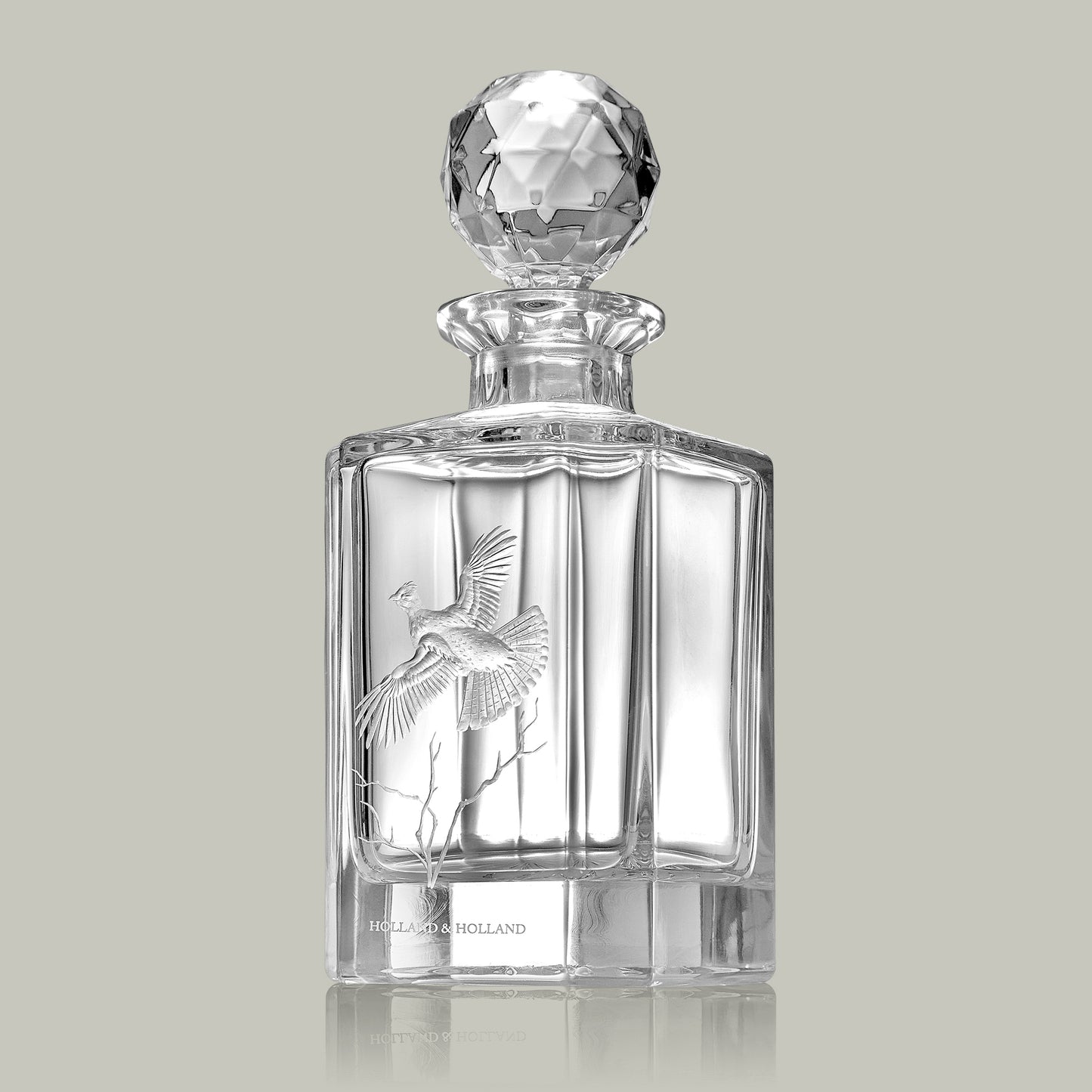 American Game Bird Hand Engraved Crystal Decanter [RUFFED GROUSE]