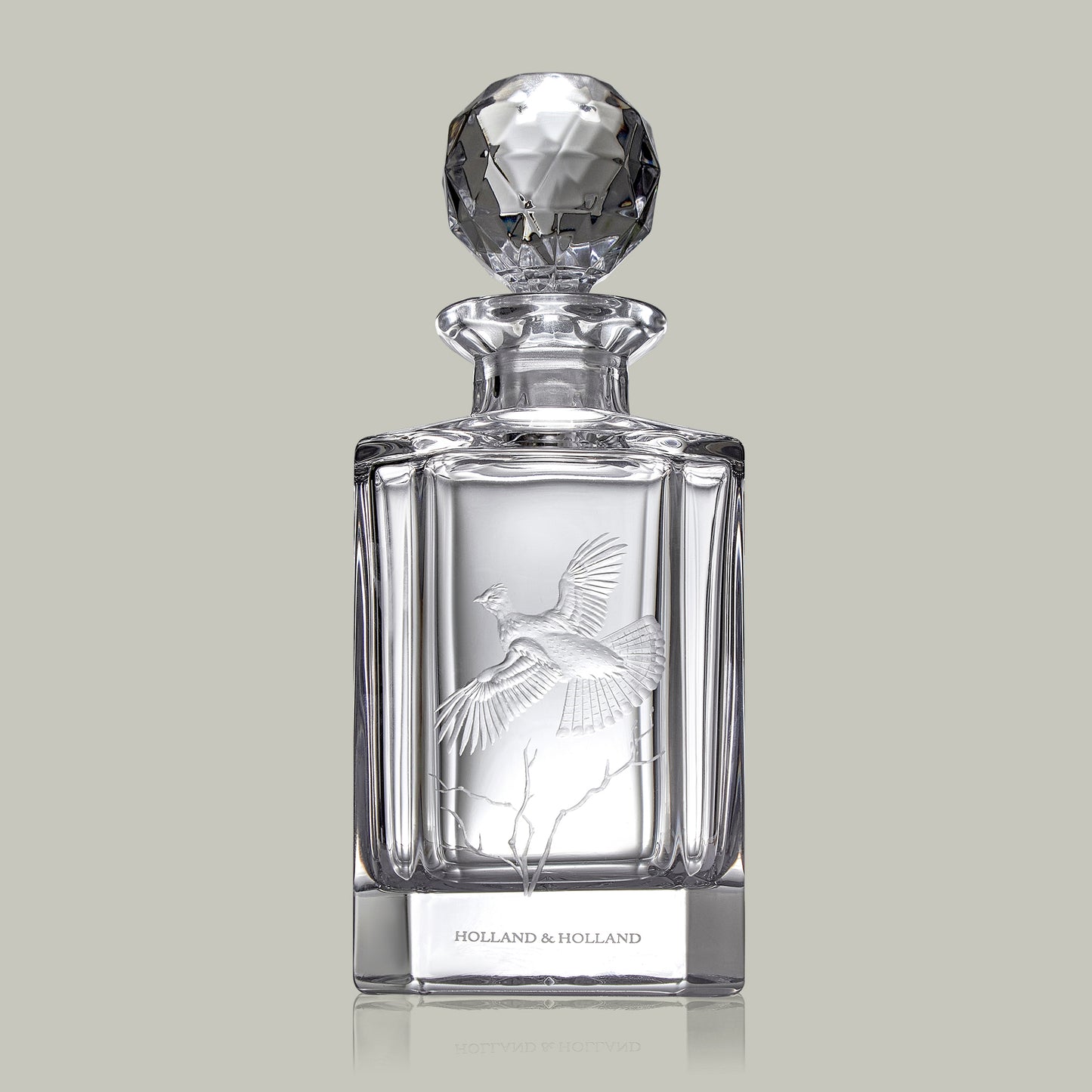 American Game Bird Hand Engraved Crystal Decanter [RUFFED GROUSE]