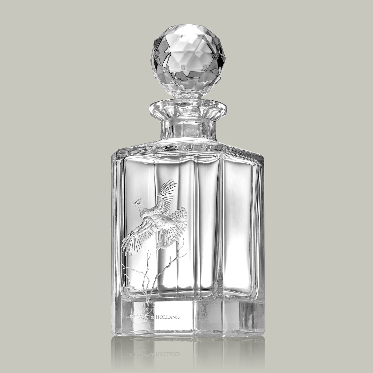 American Game Bird Hand Engraved Crystal Decanter [RUFFED GROUSE]