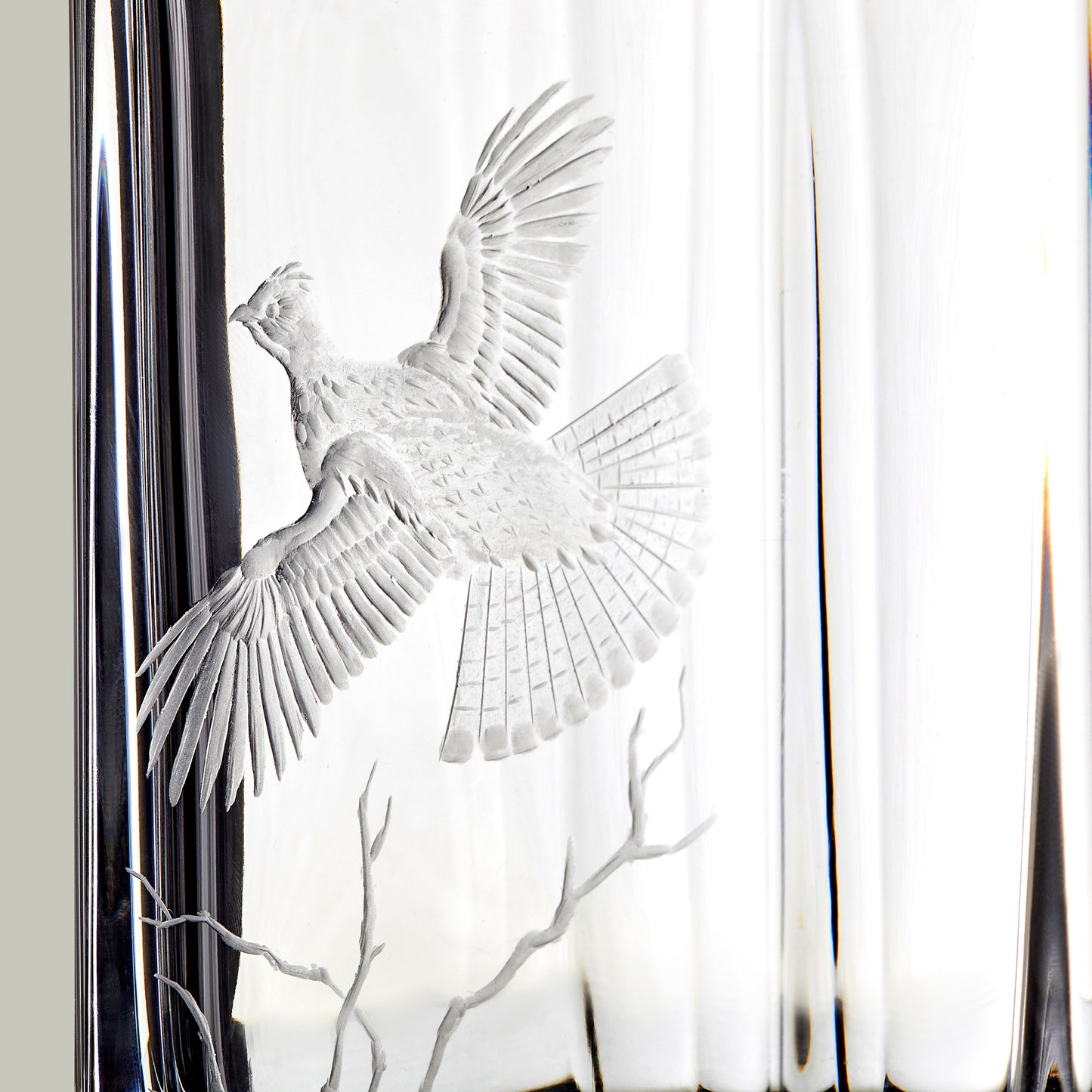 American Game Bird Hand Engraved Crystal Decanter [RUFFED GROUSE]
