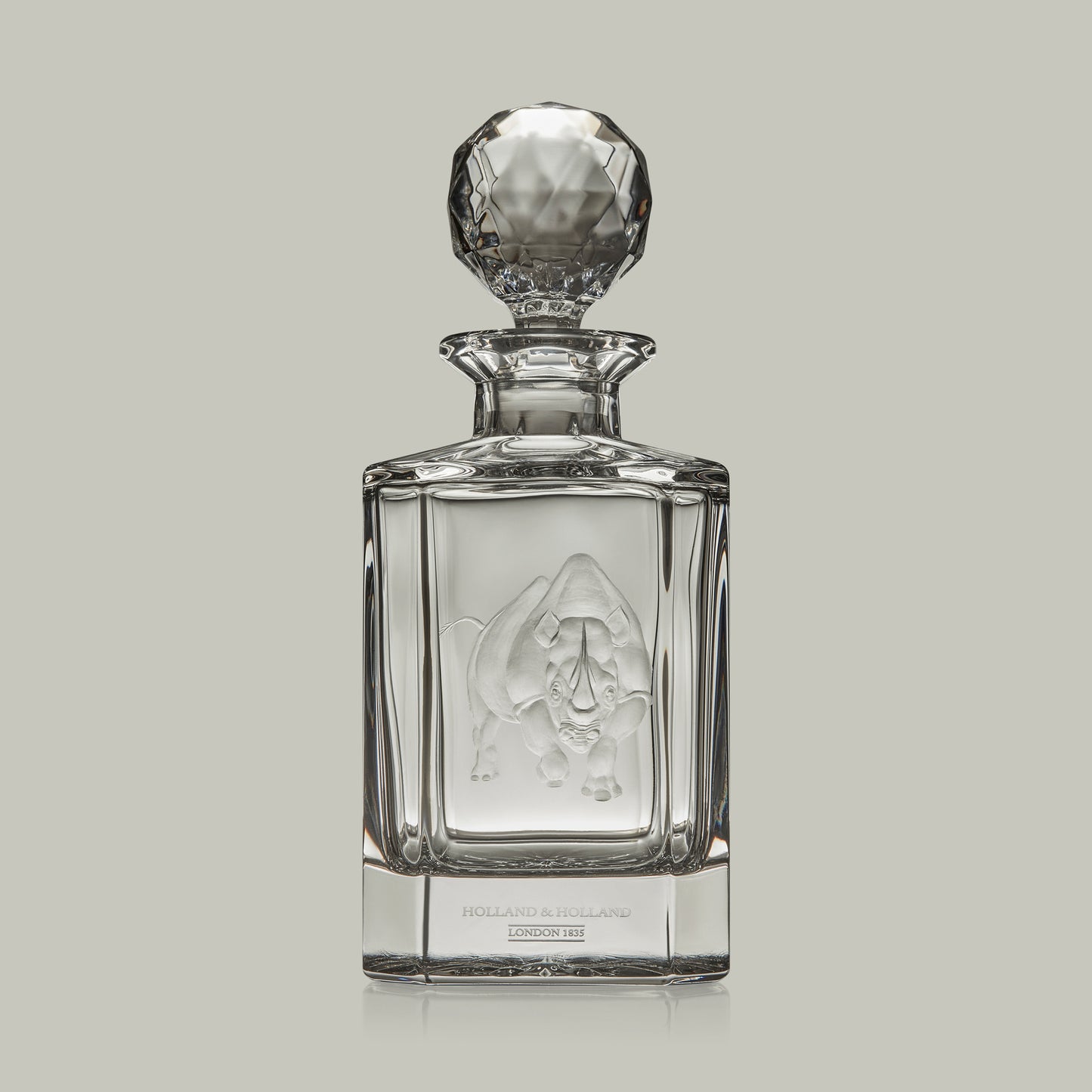 African Big Five Hand Engraved Crystal Decanter [RHINO]