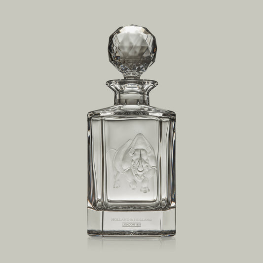 African Big Five Hand Engraved Crystal Decanter [RHINO]