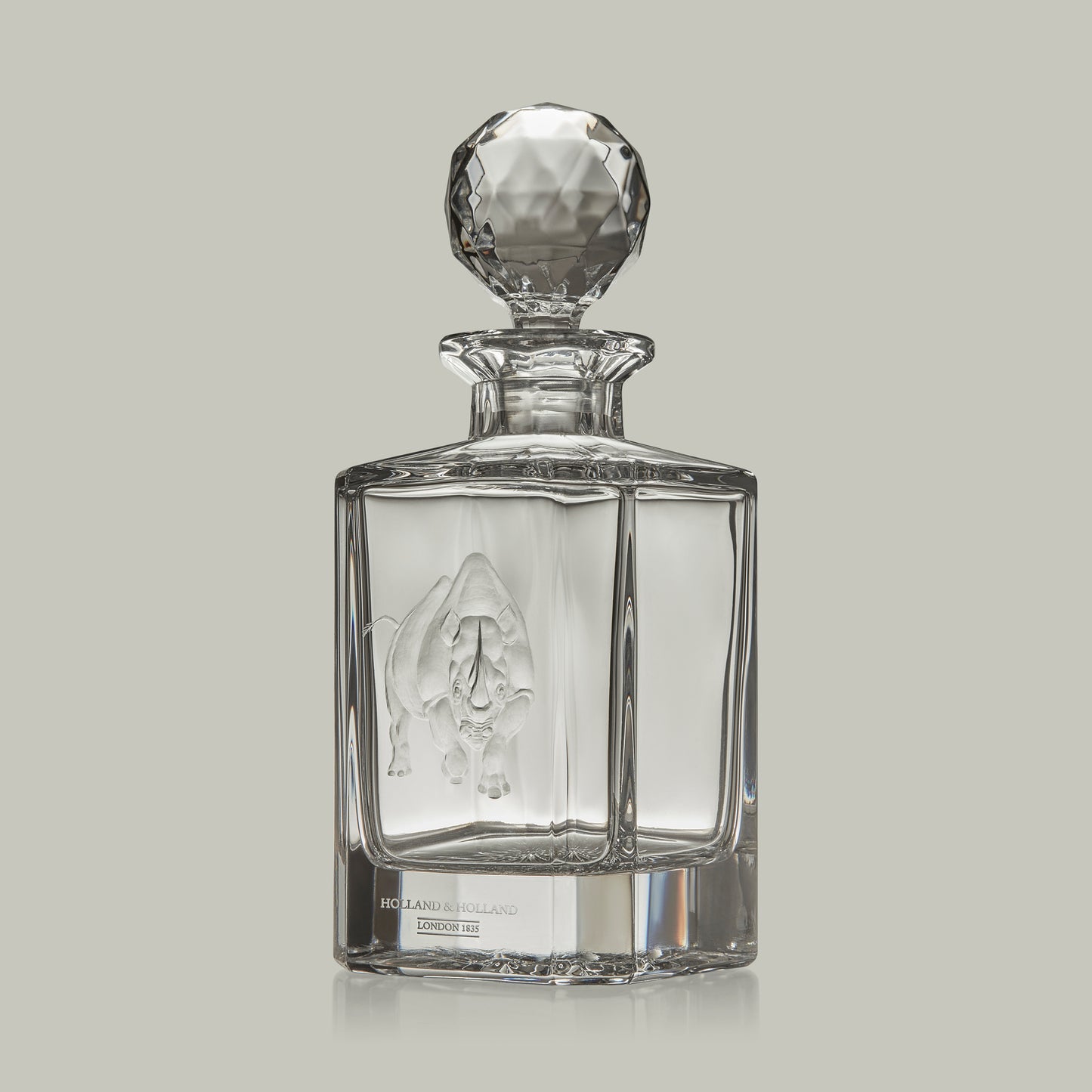 African Big Five Hand Engraved Crystal Decanter [RHINO]