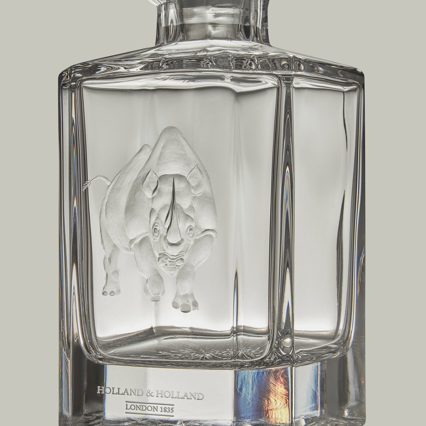 African Big Five Hand Engraved Crystal Decanter [RHINO]