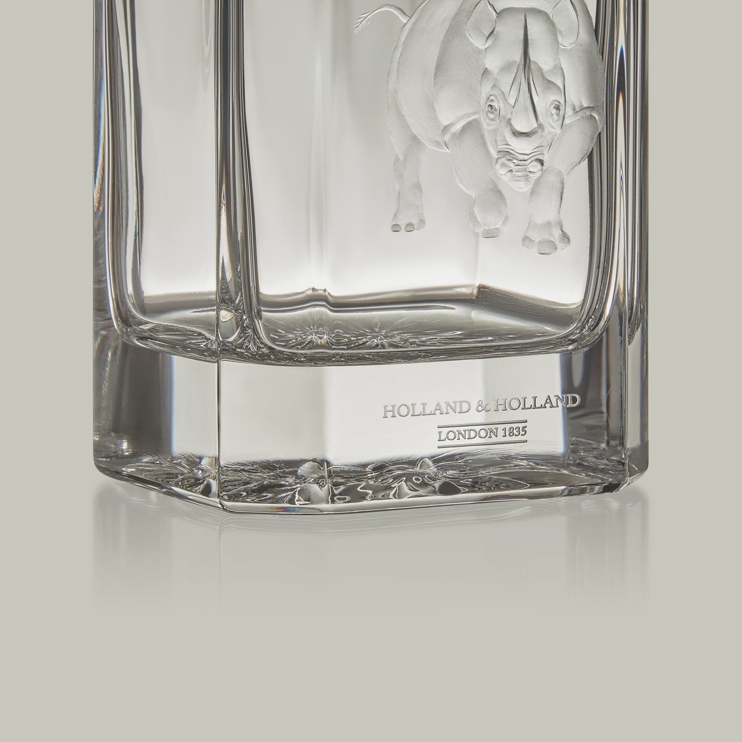 African Big Five Hand Engraved Crystal Decanter [RHINO]
