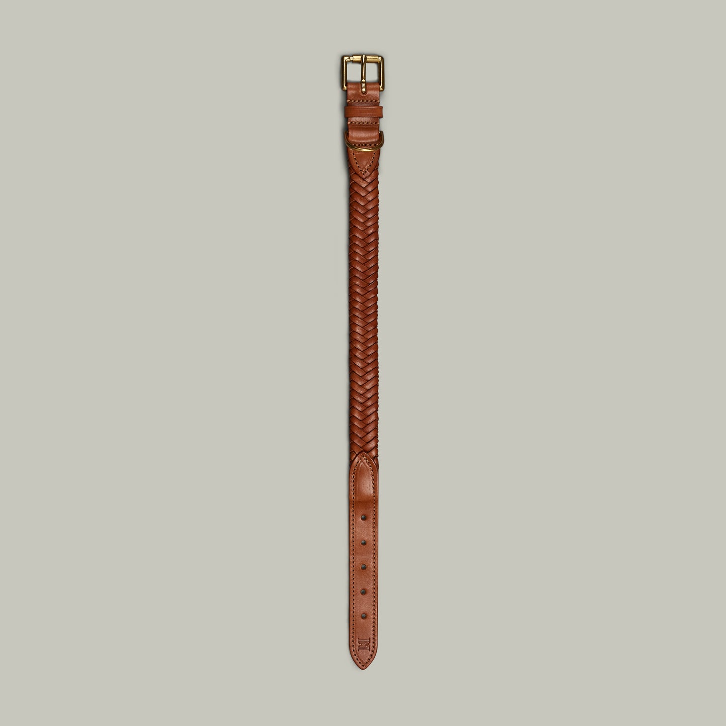 Royal Leather hand plaited dog collar [LONDON TAN]