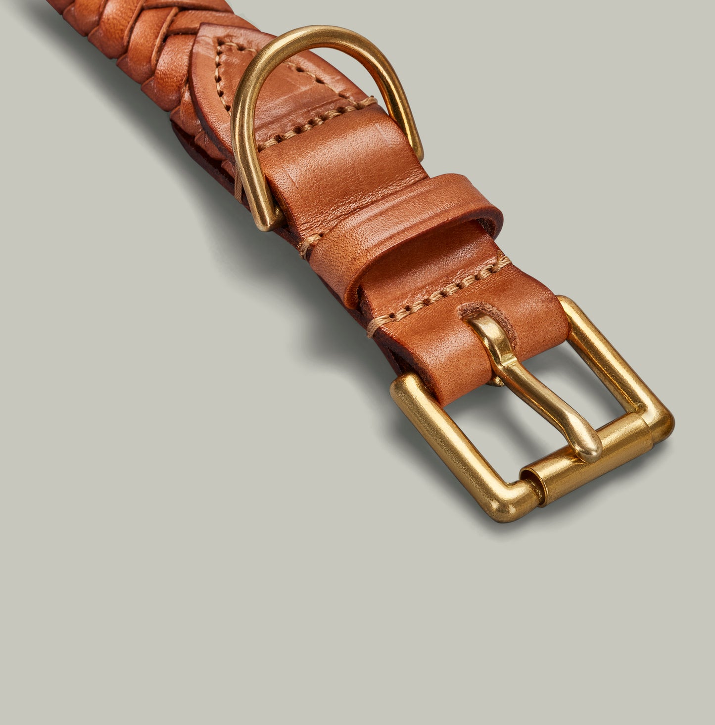 Royal Leather hand plaited dog collar [LONDON TAN]