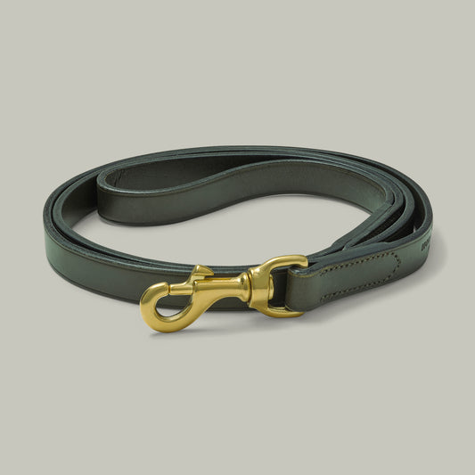 Leather Dog Lead with Trigger Long [H&H Green]
