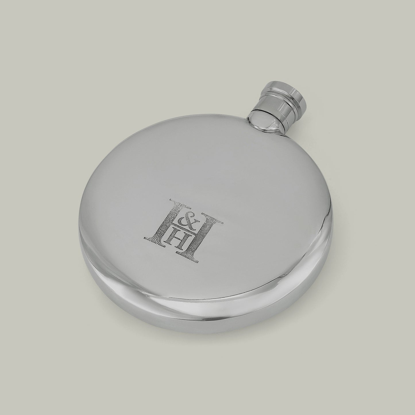 Round 6Oz Pewter Hip Flask  [H&H Green]