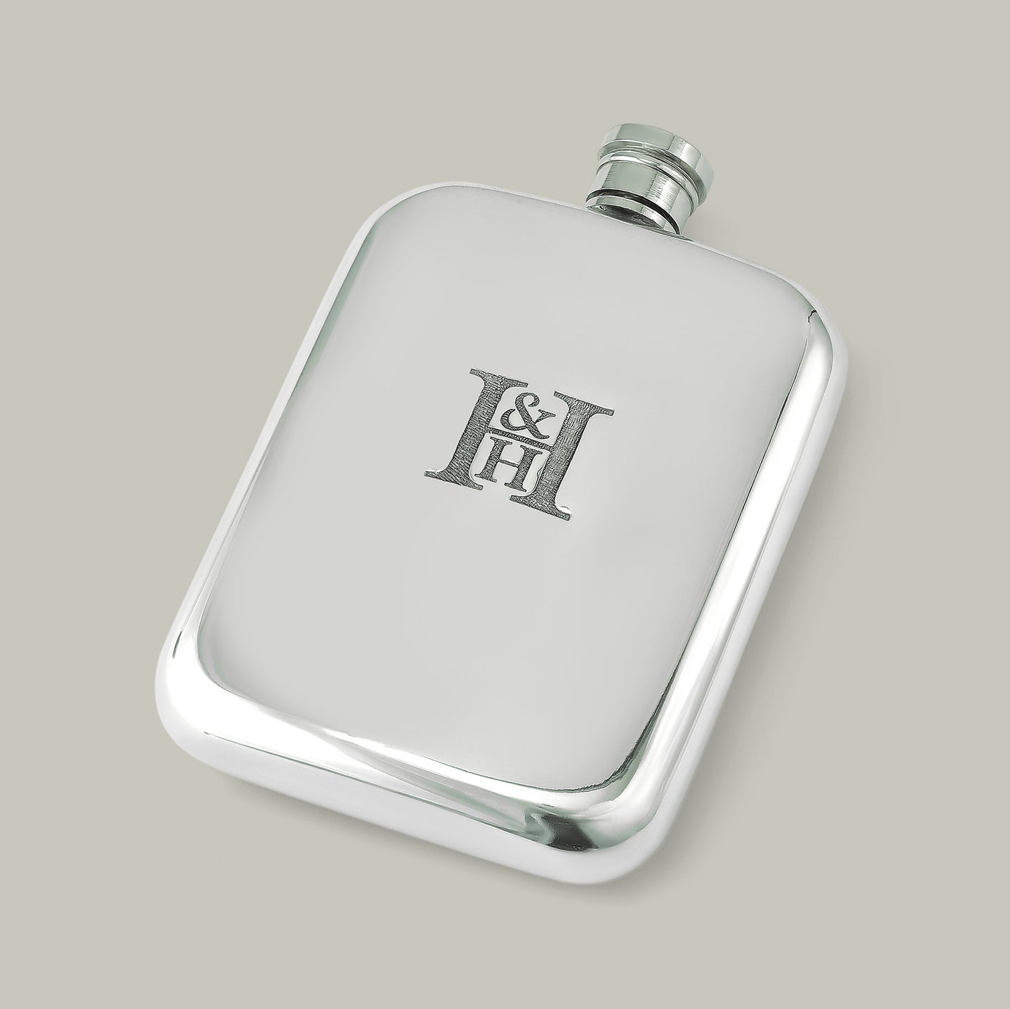Rectangle 6Oz Pewter Hip Flask [H&H Green]