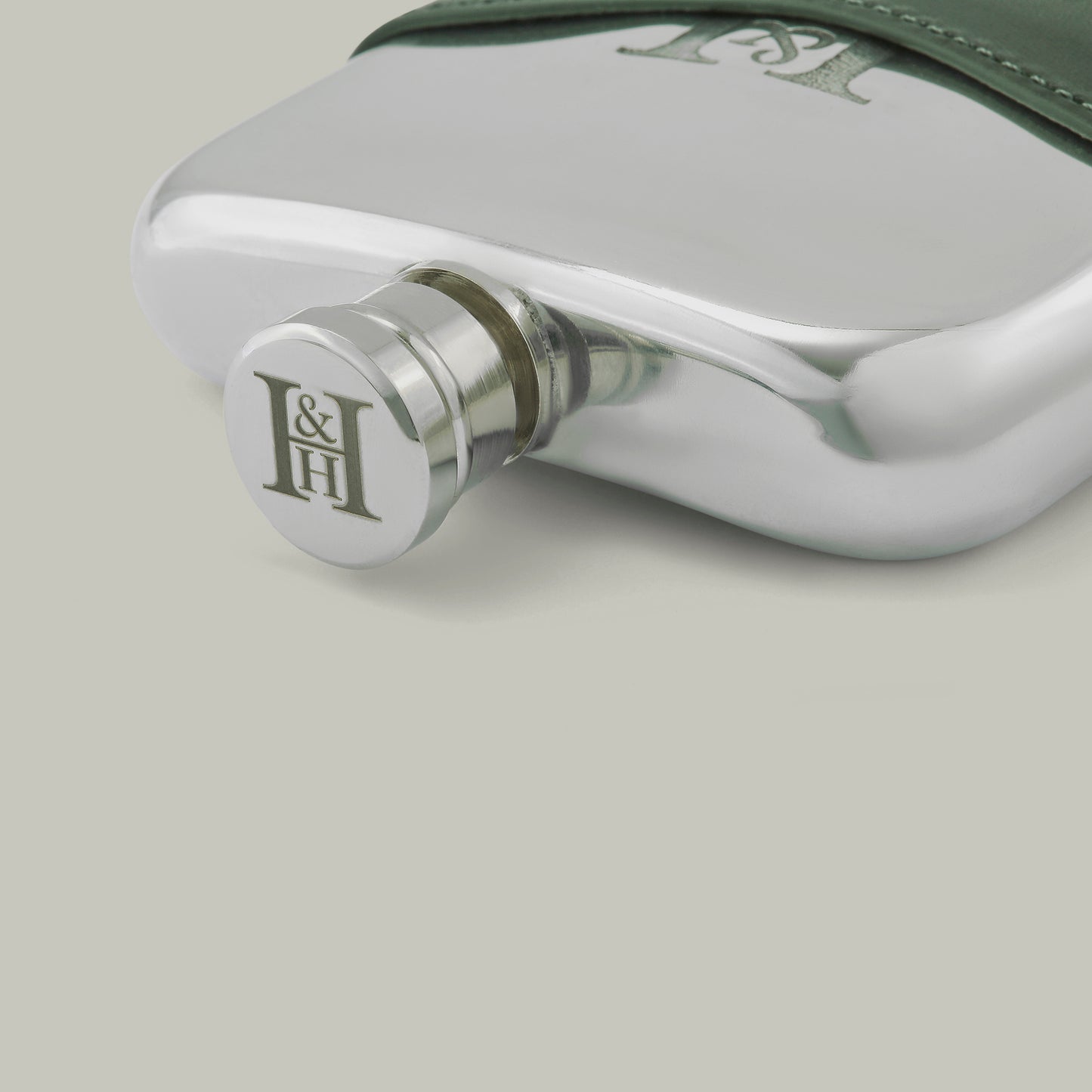Rectangle 6Oz Pewter Hip Flask [H&H Green]