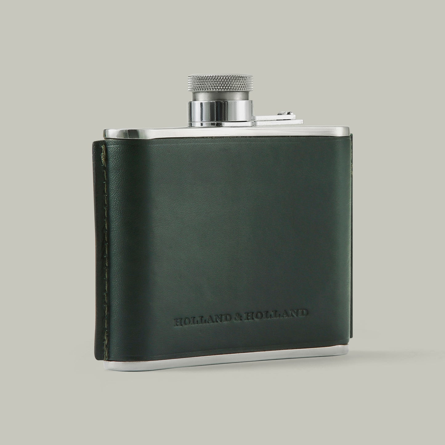 Leather covered 4Oz Steel Hip Flask [H&H Green]