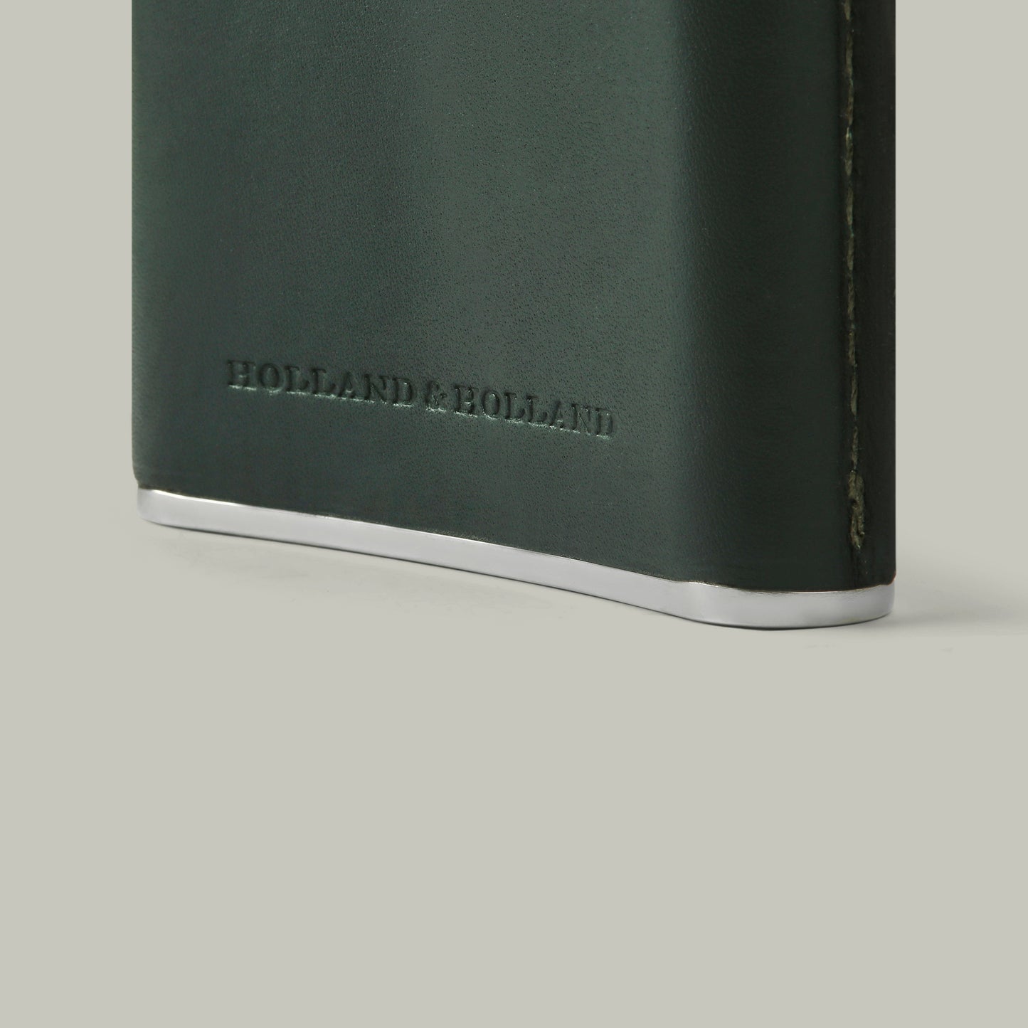 Leather covered 4Oz Steel Hip Flask [H&H Green]