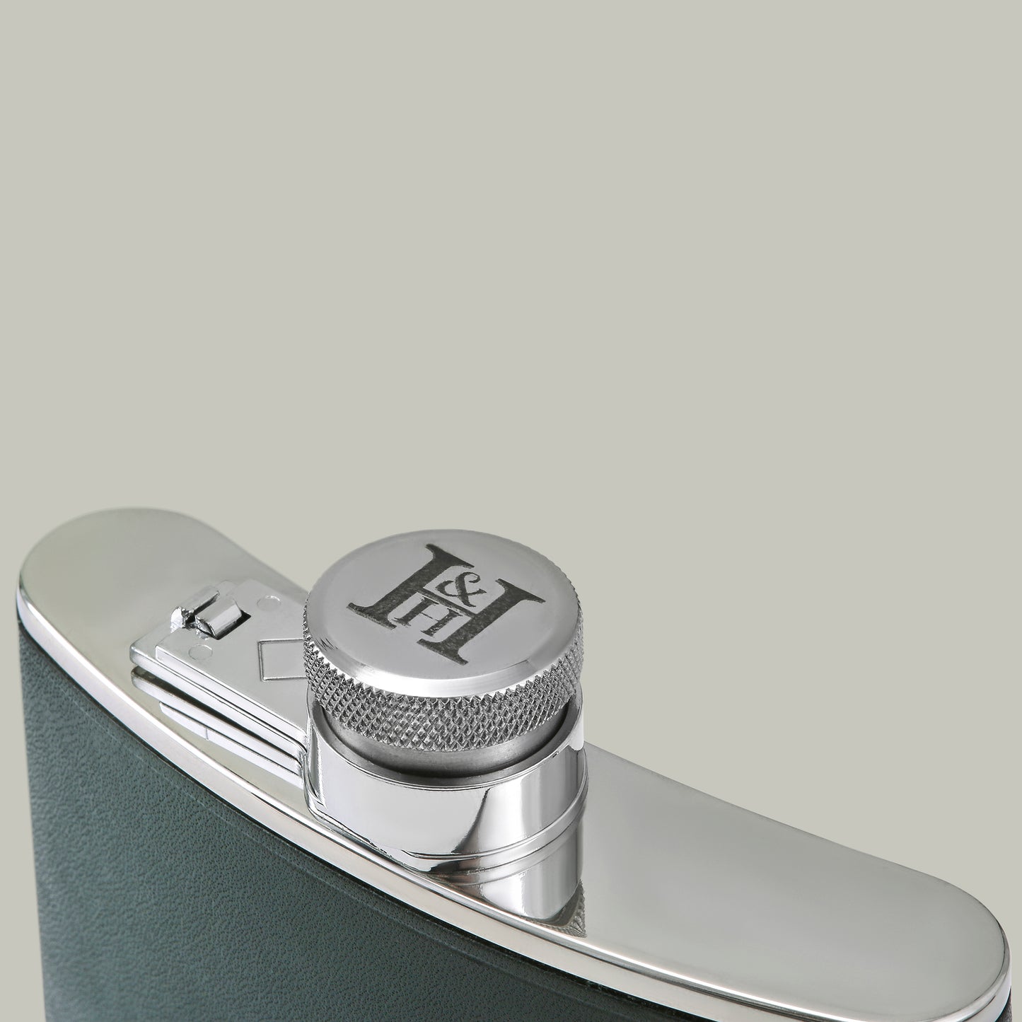 Leather covered 4Oz Steel Hip Flask [H&H Green]
