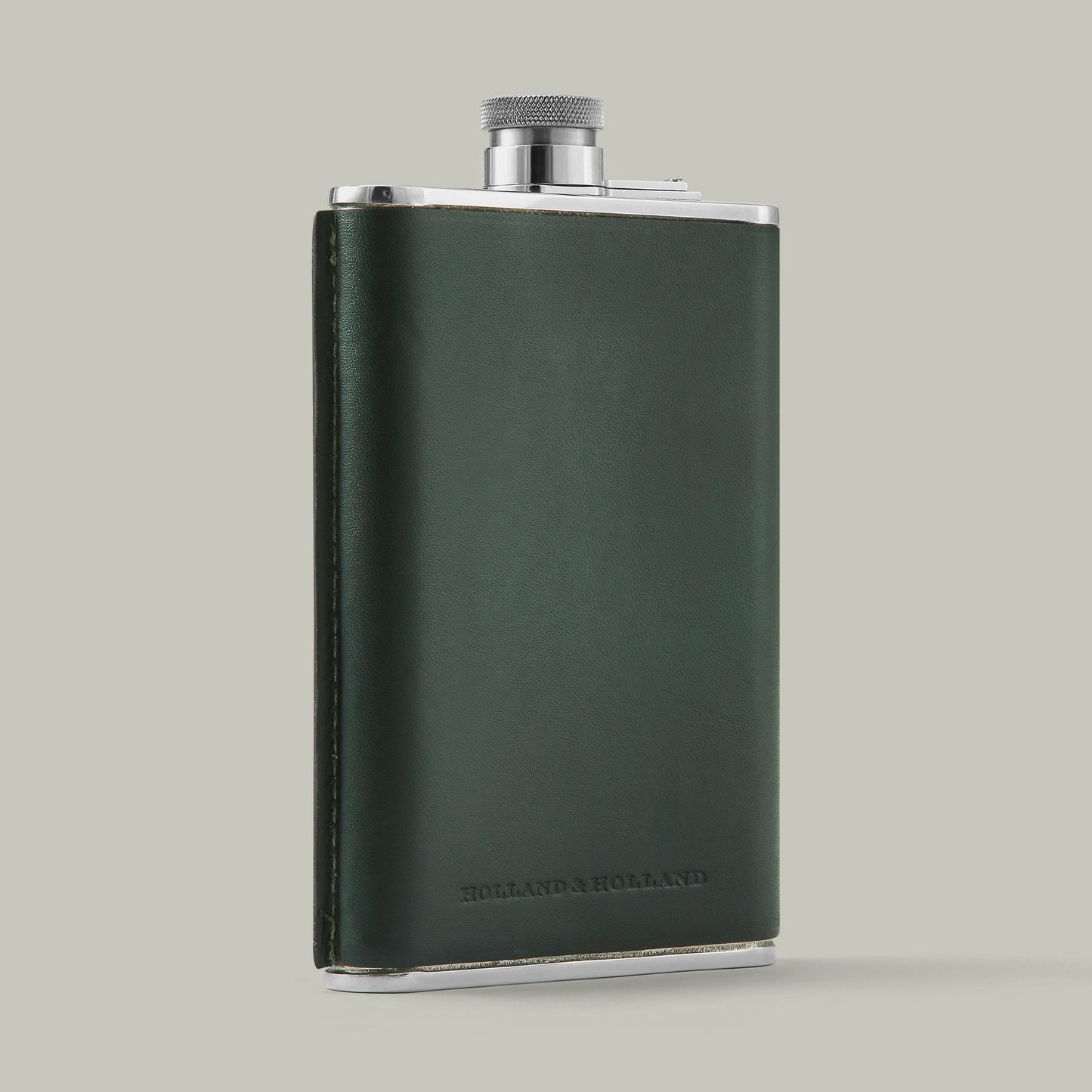 Leather covered 8Oz Steel Hip Flask [H&H Green]