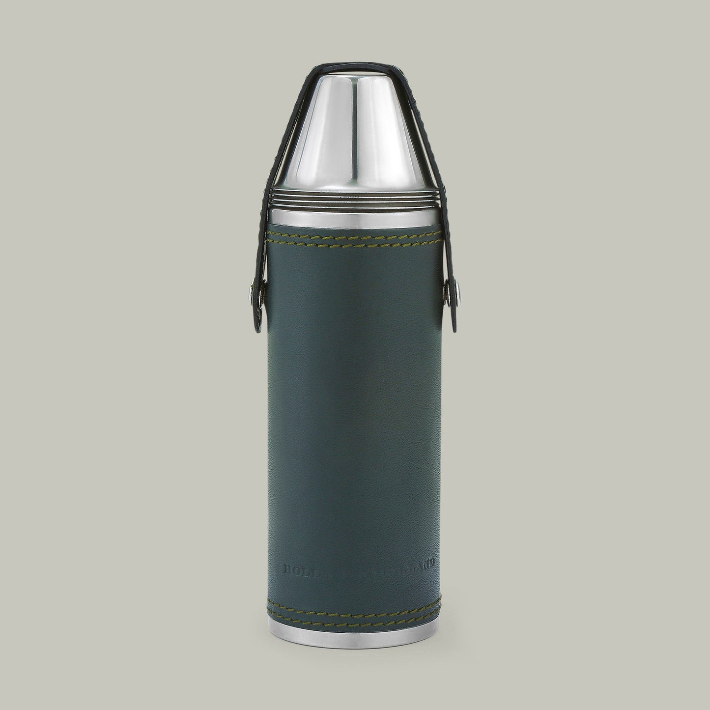 Leather covered hunter's Flask & Cups [H&H Green]