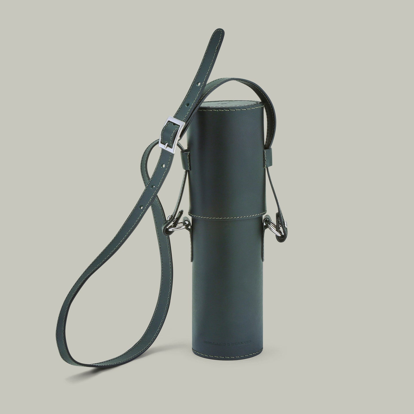 Thermal Flask in Leather Barrel [H&H Green]