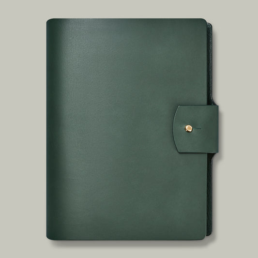Leather Hand-Stitched Folio With Pad [H&H Green]