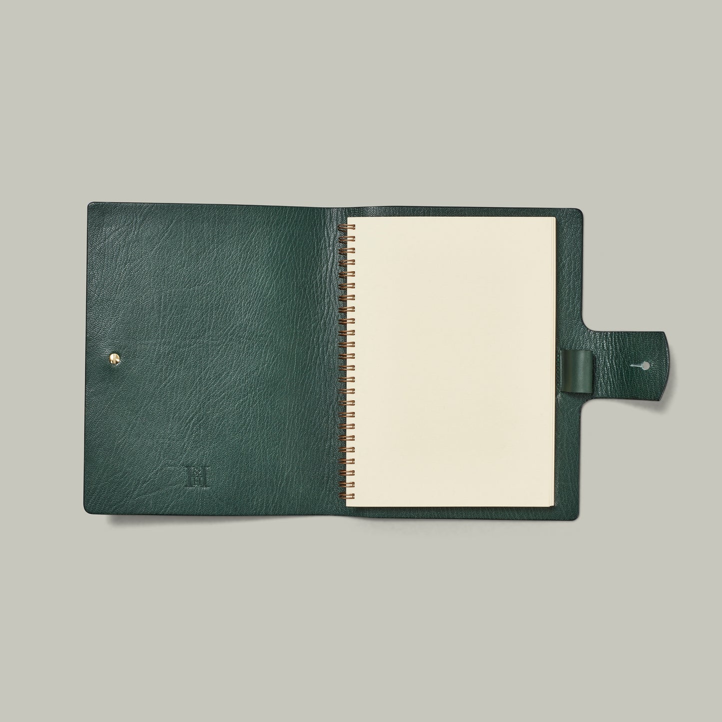 Leather Hand-Stitched Folio With Pad [H&H Green]