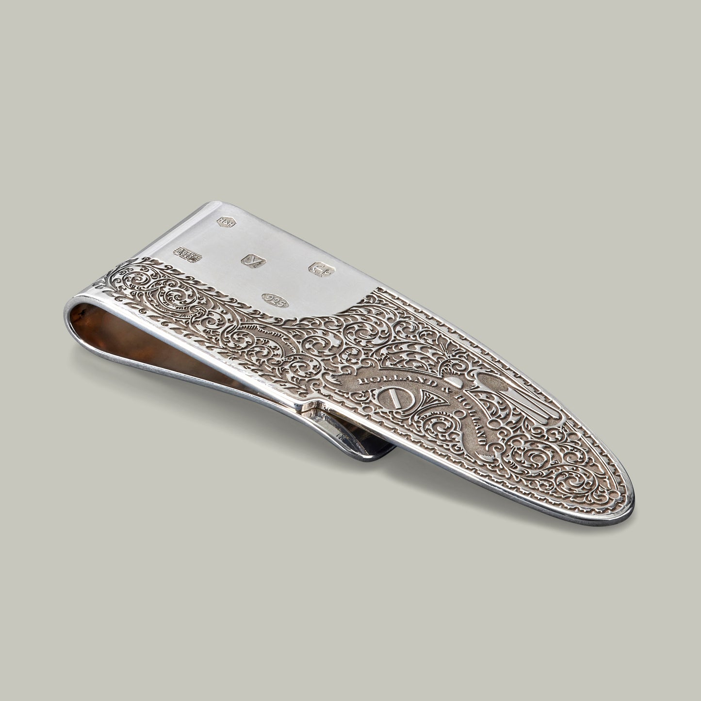 Silver Royal Scroll Sidelock Moneyclip