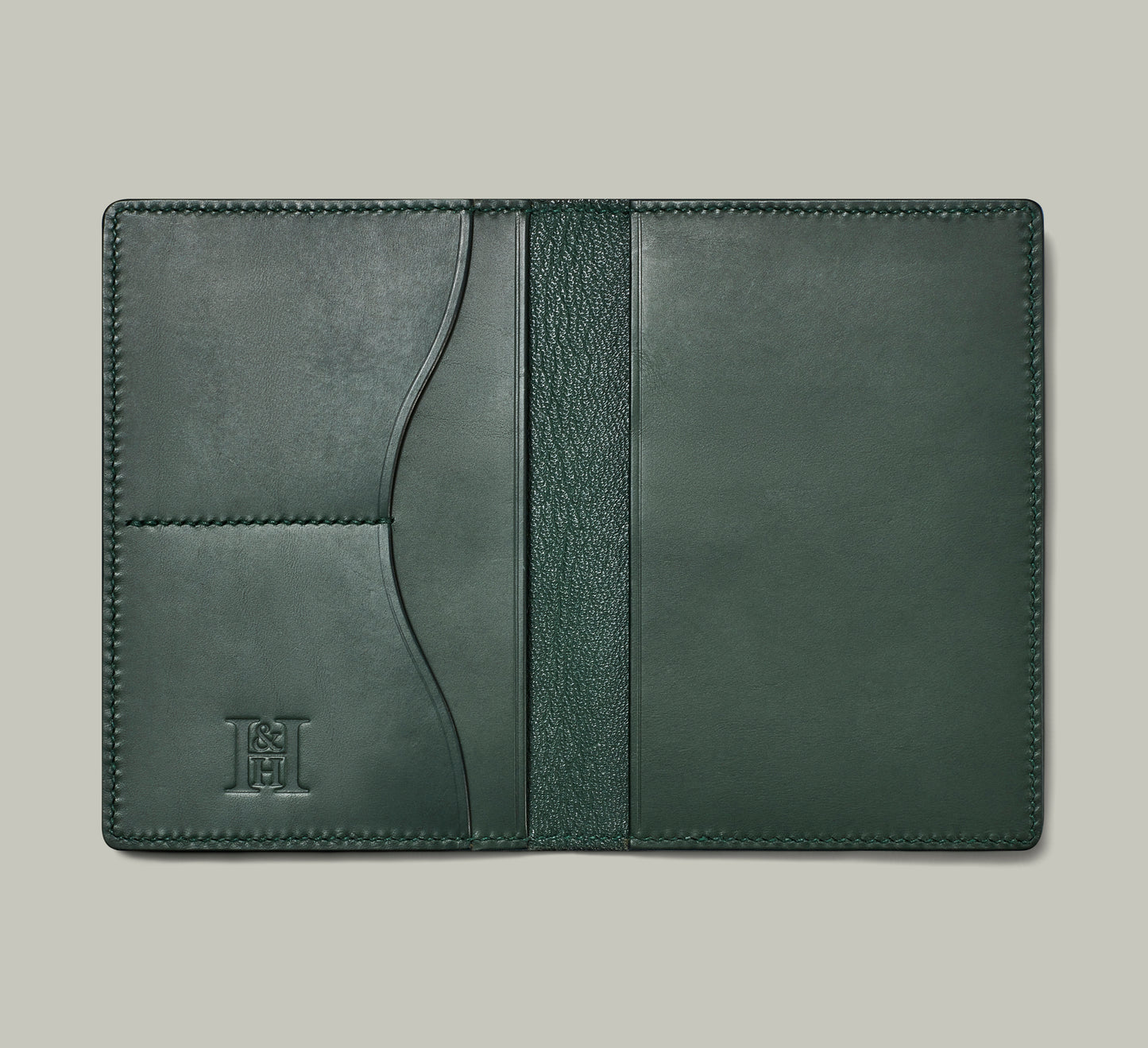 Leather Hand-Stitched Passport Holder [H&H Green]