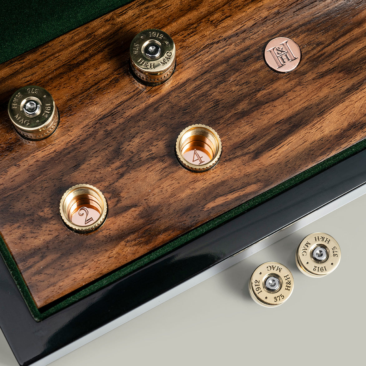 .375 H&H Mag numbered pegs in presentation box