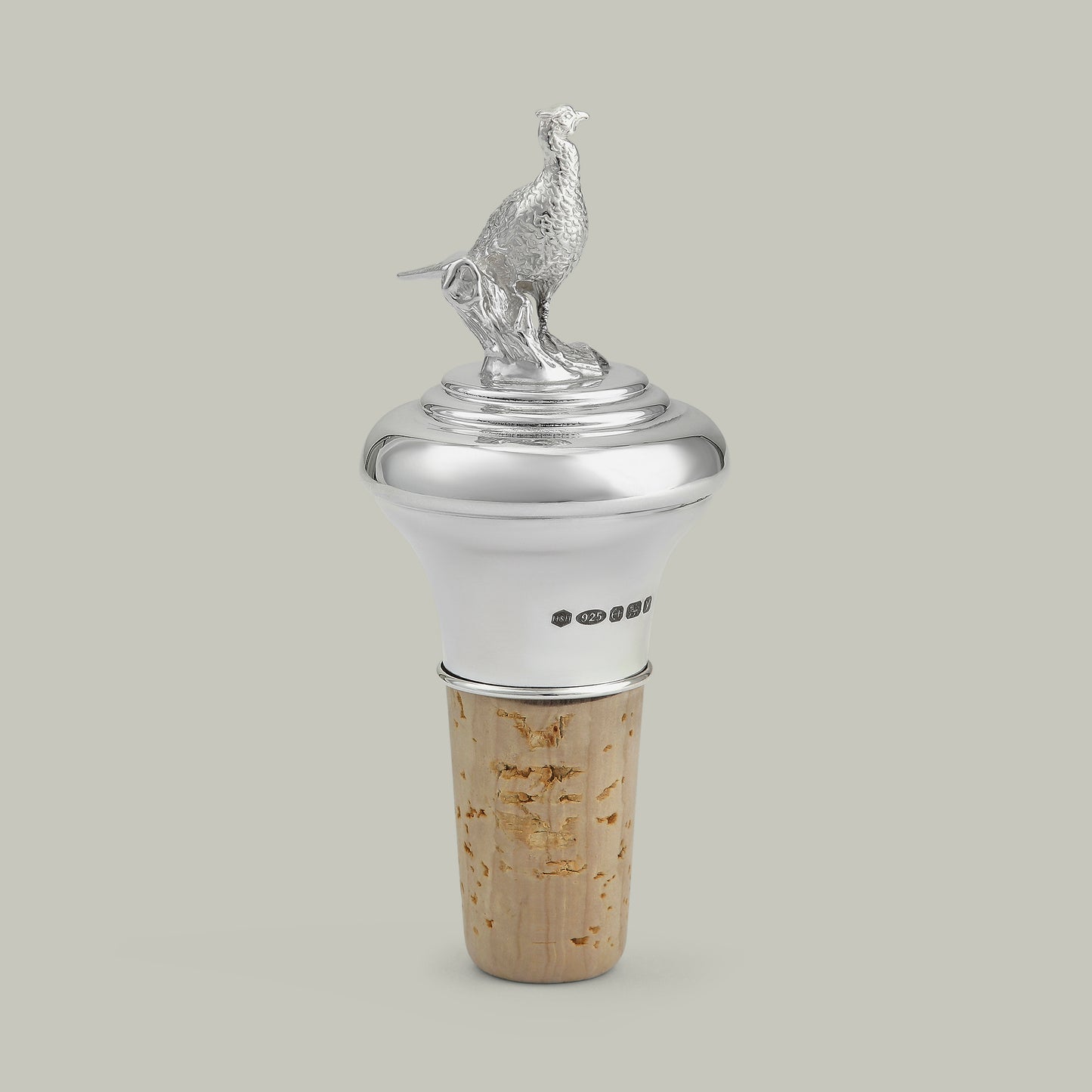 Silver Pheasant Bottle Stopper