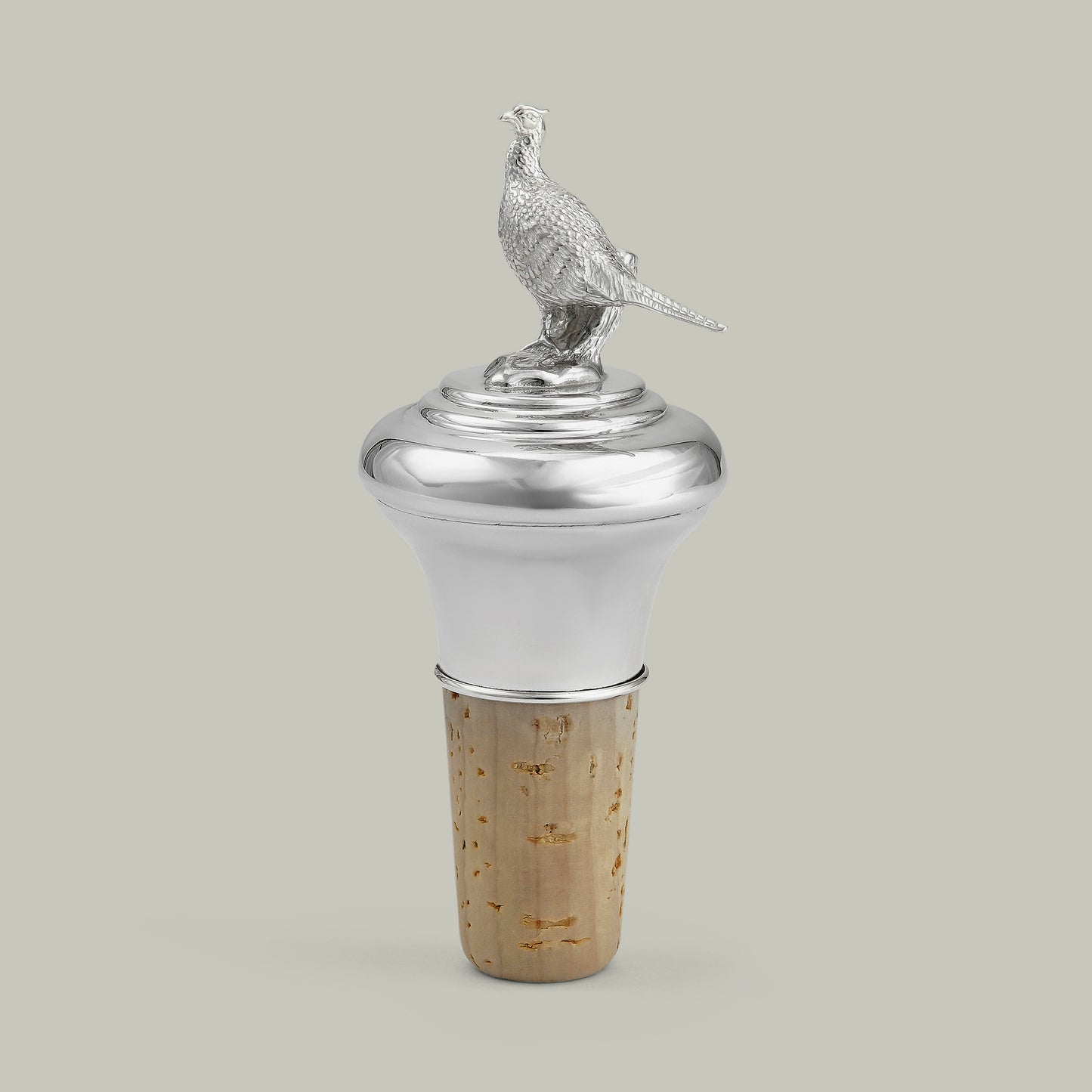 Silver Pheasant Bottle Stopper