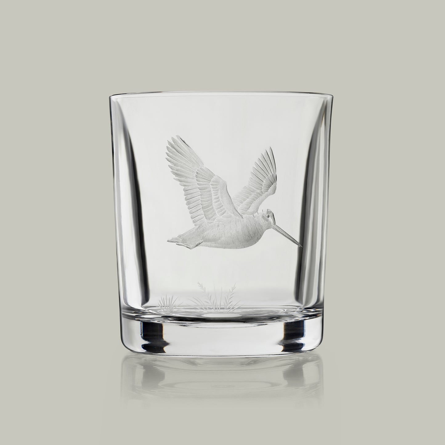 English Game Bird Hand Engraved Crystal Tumbler [WOODCOCK]