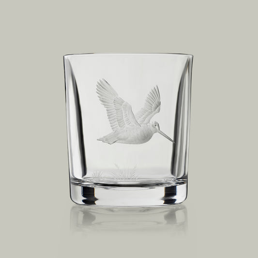 English Game Bird Hand Engraved Crystal Tumbler [WOODCOCK]