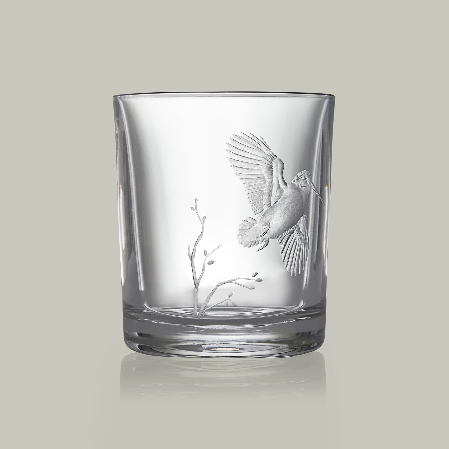 English Game Bird Hand Engraved Crystal Tumbler [WOODCOCK]