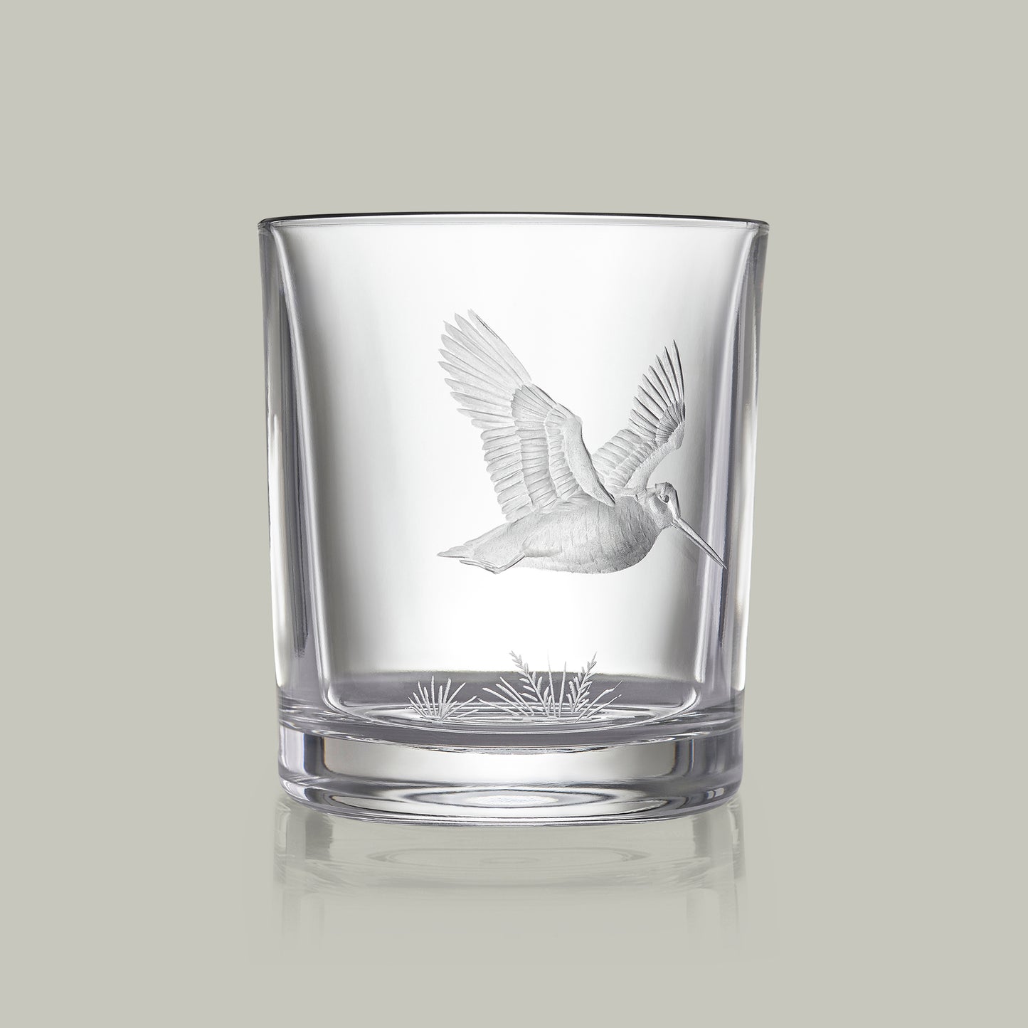 English Game Bird Hand Engraved Crystal Tumbler [WOODCOCK]