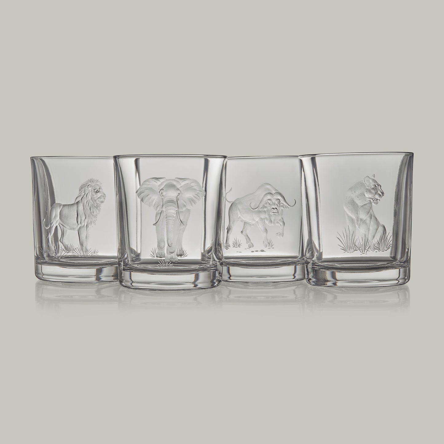 African Big Five Hand Engraved Crystal Tumbler [ELEPHANT]