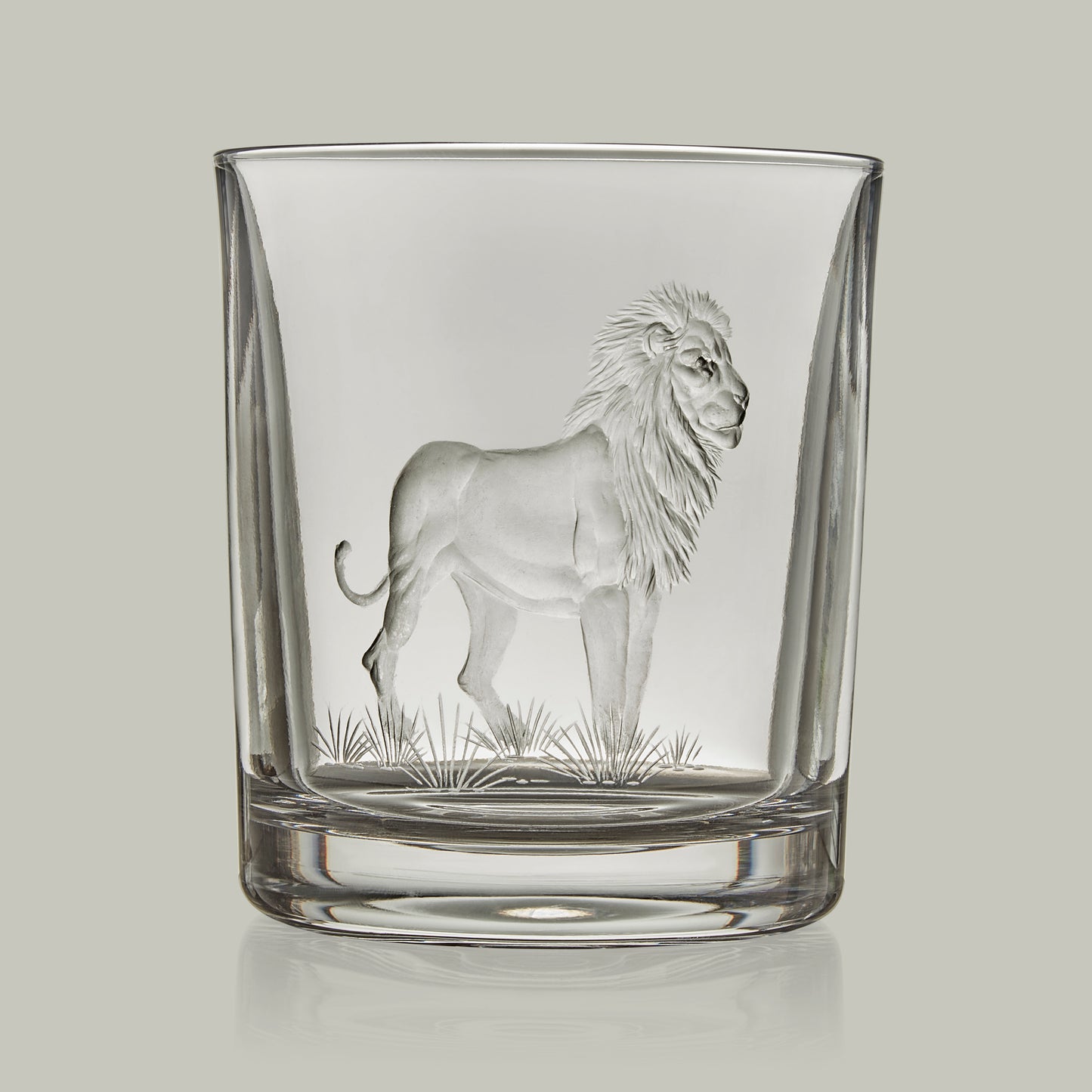 African Big Five Hand Engraved Crystal Tumbler [LION]