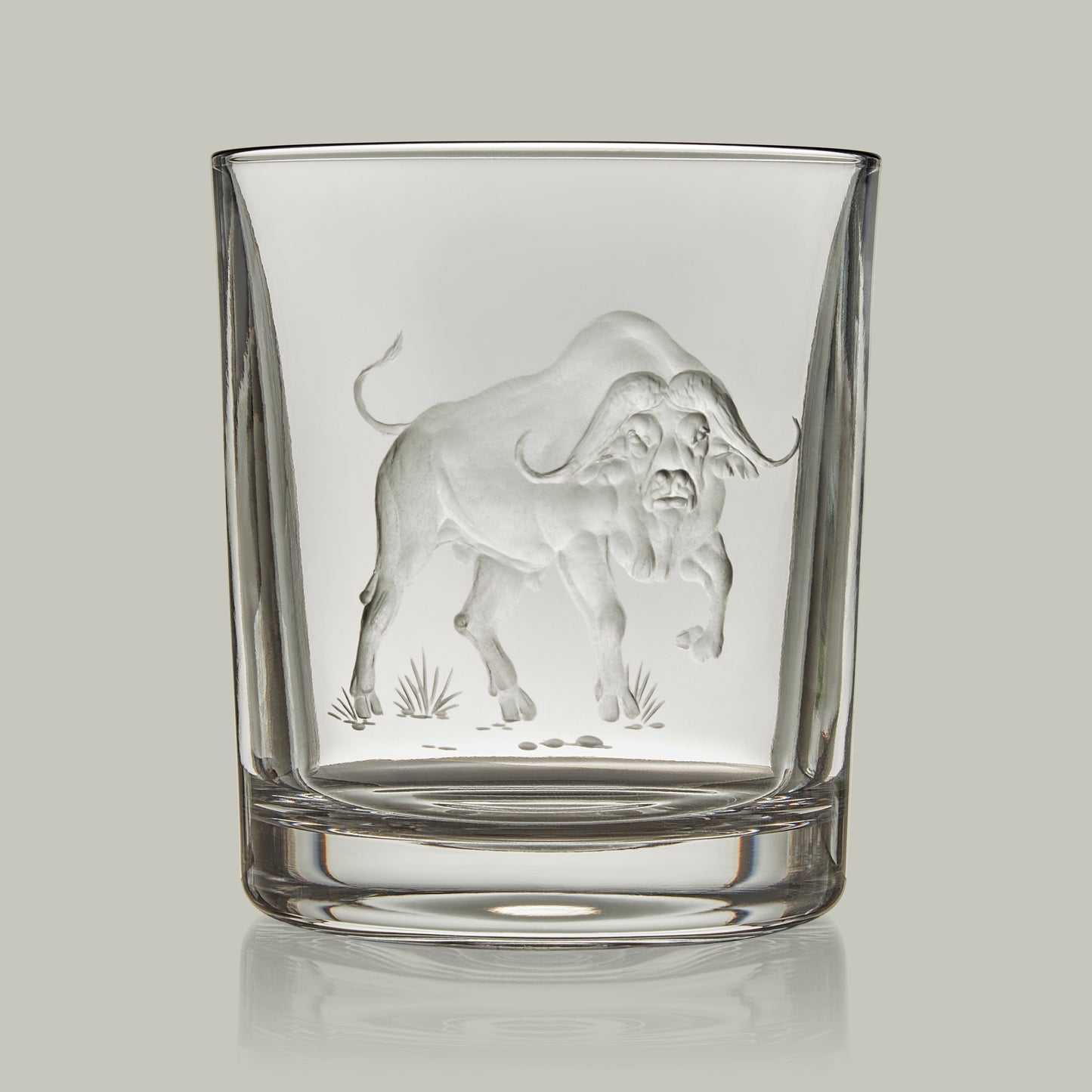 African Big Five Hand Engraved Crystal Tumbler [BUFFALO]