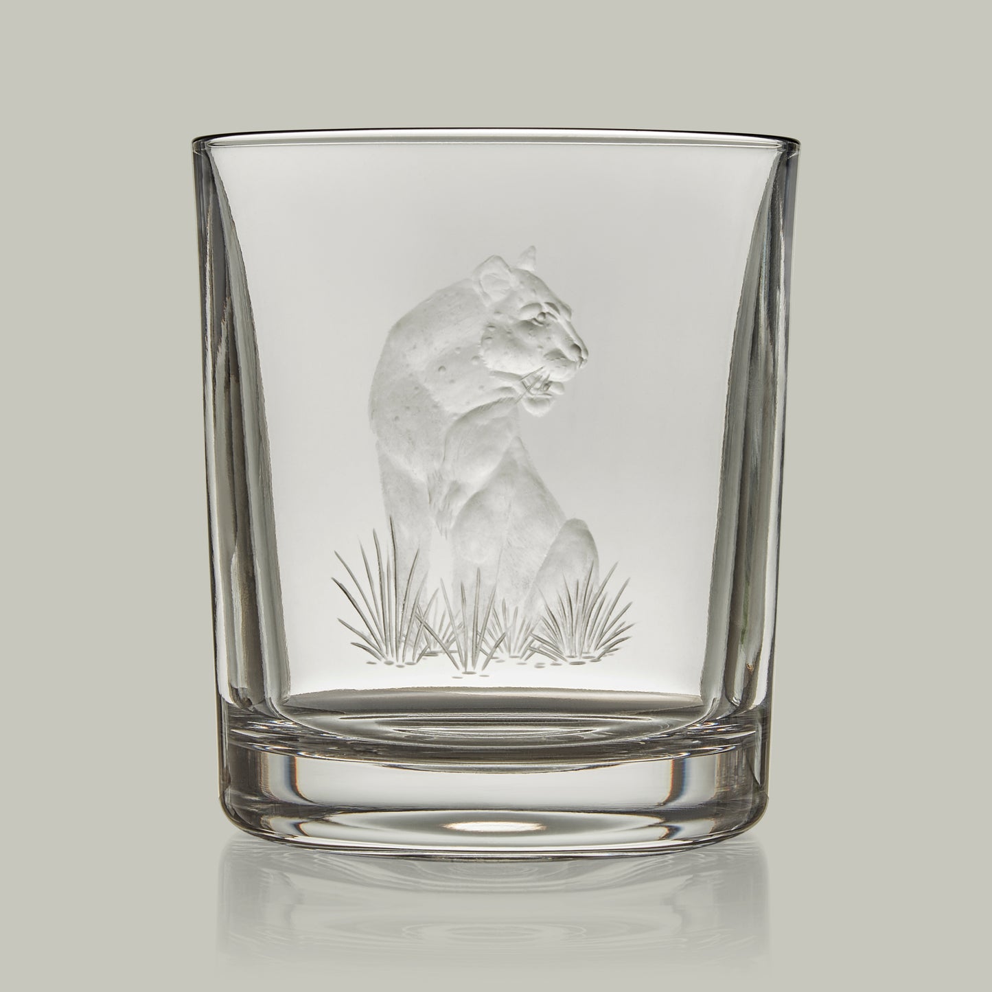 African Big Five Hand Engraved Crystal Tumbler [LEOPARD]