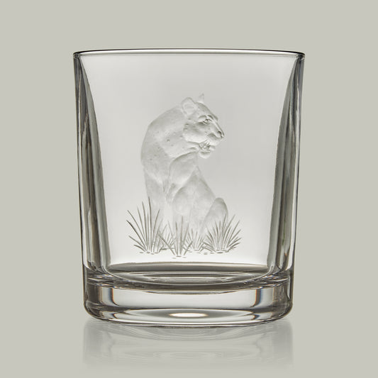 African Big Five Hand Engraved Crystal Tumbler [LEOPARD]