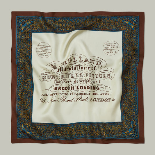 Harrow heritage silk pocket square trade label [SEPIA]